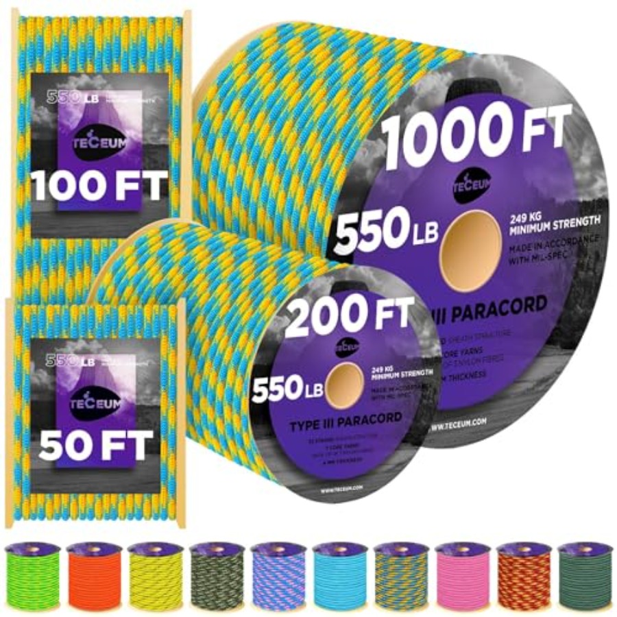 Para Cord 1000Ft - Reflective Paracord Rope 1000 1000ft/200ft/100ft/50ft 40+