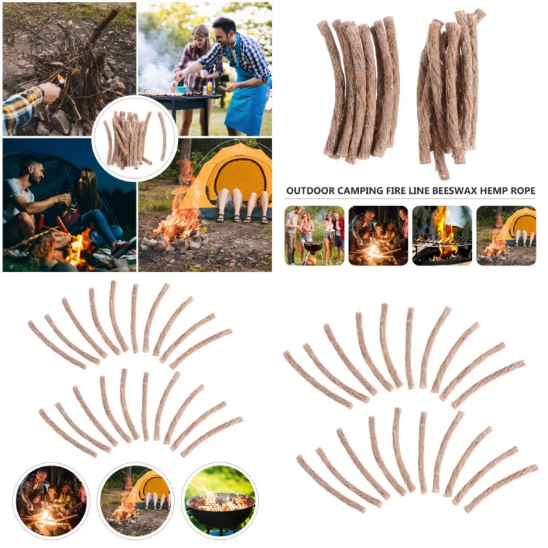 Fire Starting Kit - 10/20/30Pcs Outdoor Survival Wick Hemp Cord