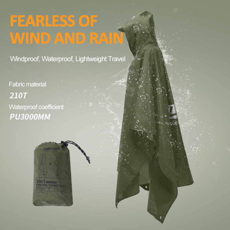 Emergency Poncho Rain - 3 In 1 Outdoor Raincoat Hooded