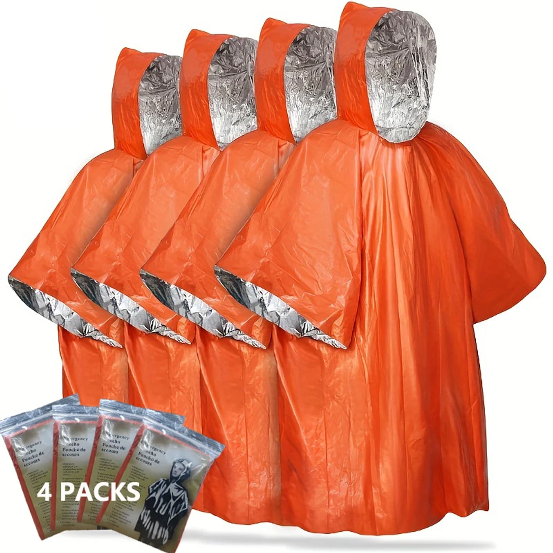 Emergency Mylar Tent - Emergency Rain Poncho with Hood -